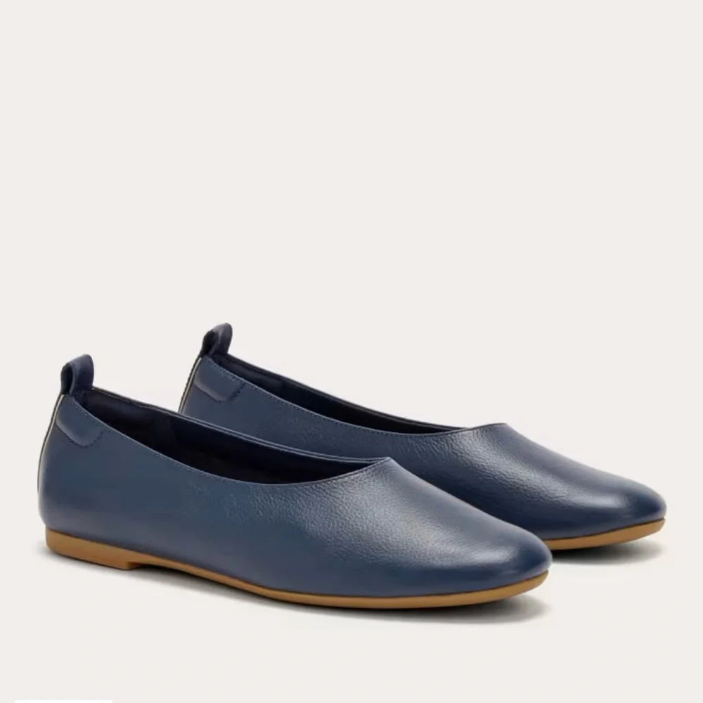 Everlane Navy Leather Ballet Flats
